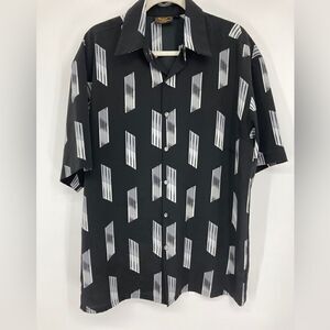 Monzini Collection Men’s Black/White Geometry Print Shirt Size L